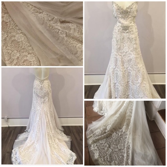 Alvina Valenta Wedding Dress Gown Beaded Lace 12* - Picture 6 of 10